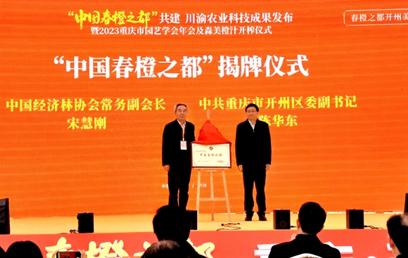 “中國春橙之都”揭牌儀式。陳泓瑩 攝